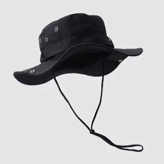 หมวกปีกกว้าง หมวกเดินป่าสีพื้น มีเชือกรูด M15