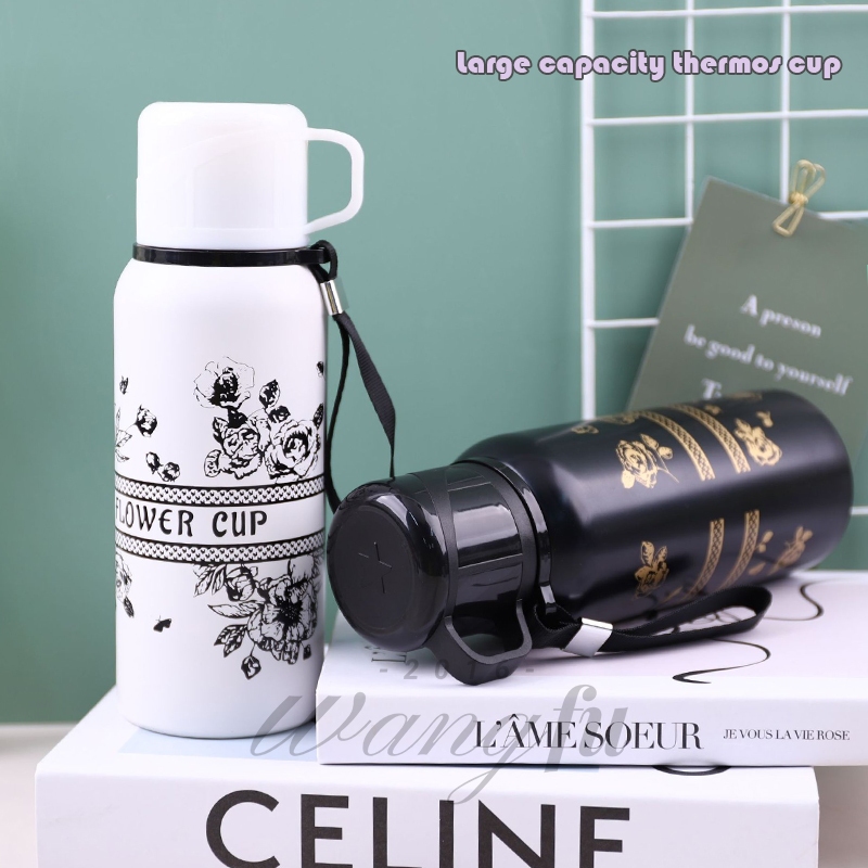 ขวดน้ําสแตนเลส316 ทรงกลมสีทึบบางฉนวนขวดน้ําความร้อน ป้องกันการรั่วทนทาน ขวดน้ําร้อนเดินป่ากลางแจ้ง B0173