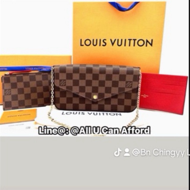 NEW/KEPT/UNUSED LV POCHETTE FELICIE DAMIER (Red) MICROCHIP