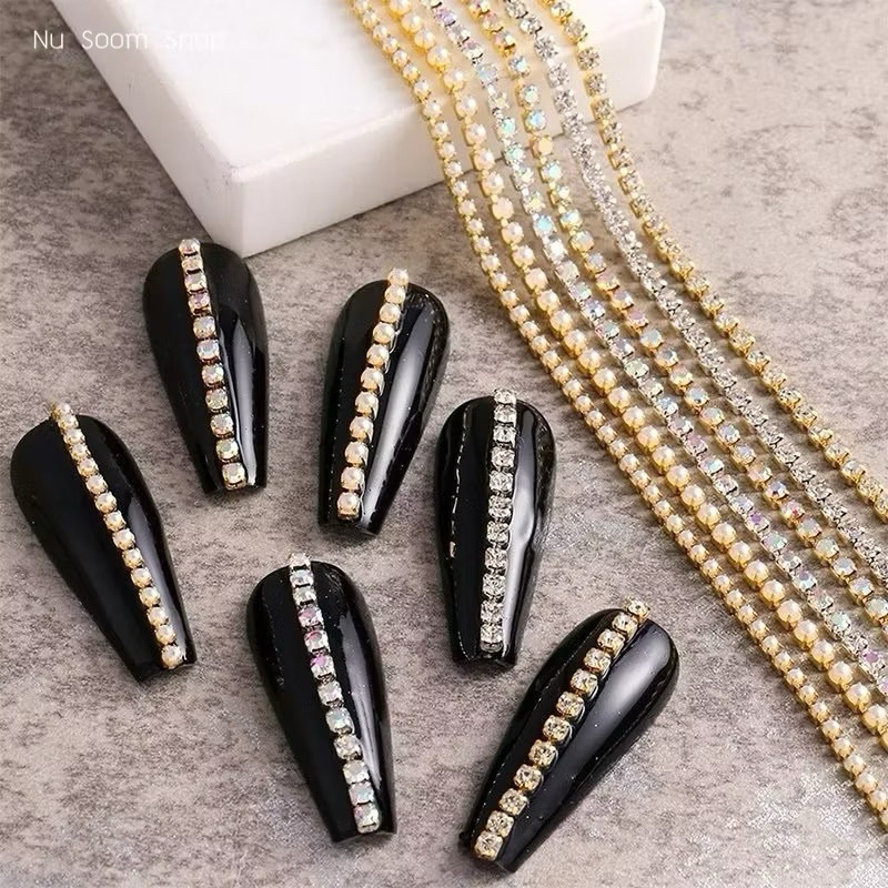 โซ่เพชร สีเงิน สีทอง (โซ่เพชร) อะไหล่ติดเล็บเจล (พร้อมส่ง)