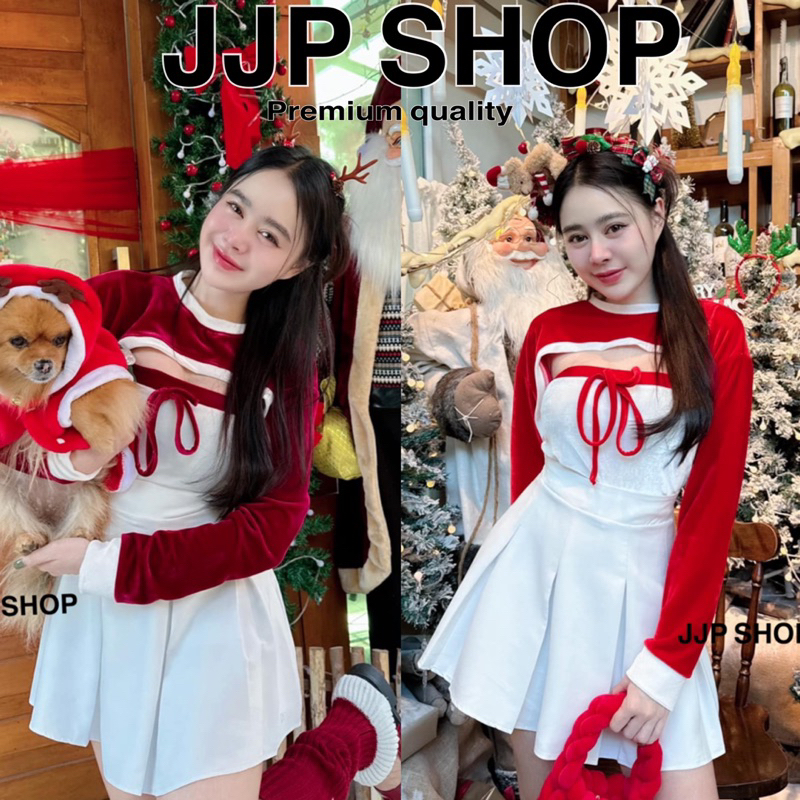 เสื้อ Merry Christmas งาน2ชิ้น เกาะอก+เสื้อแขนยาว ดีเทลเปิด อก สวย หรู ดูดี ควรมีติดตู้มากๆ