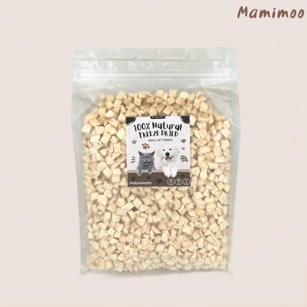 Mamimooฟรีซดรายอกไก่เต๋า 500กรัม ถุงและกระป๋อง อกไก่ฟรีซดราย สุนัขและแมว อาหารฟรีซดรายเนื้อไก่แท้100%ขนมแมว - รูปที่ 2