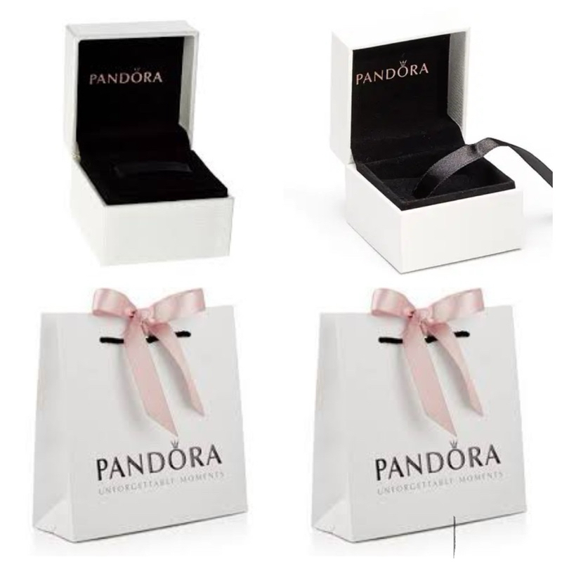 (ของแท้💯 พร้อมส่ง🔥) Pandora Leather Charm Box Pink Ribbon Bag แพนโดร่ากล่องชาร์มหนัง ถุงโบว์ริบบิ้น ของแท้ มือหนึ่ง