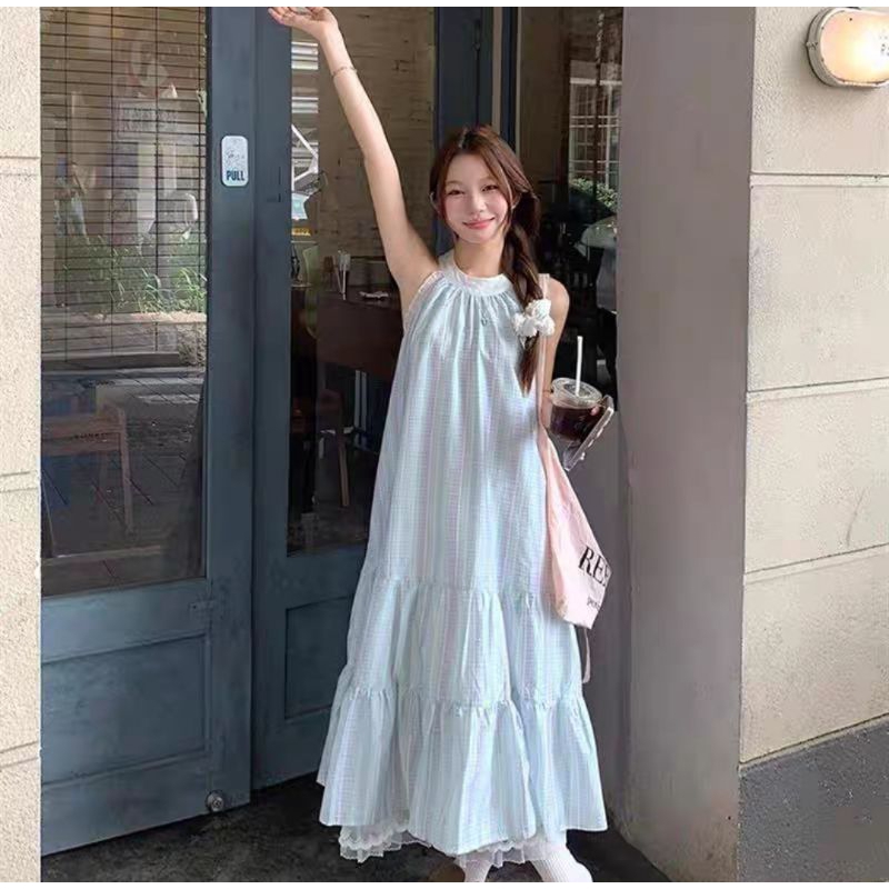 เดรสยาวคุณหนู งานไฮเอนด์ นำเข้าสไตล์เกาหลี สวยมากๆๆๆผ้าดีมาก มีสายมัดเอว