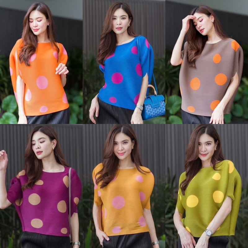 เสื้ออัดพีทลายจุดสีพื้นไซด์ใหญ่งานสวยใส่สบายค่ะ
