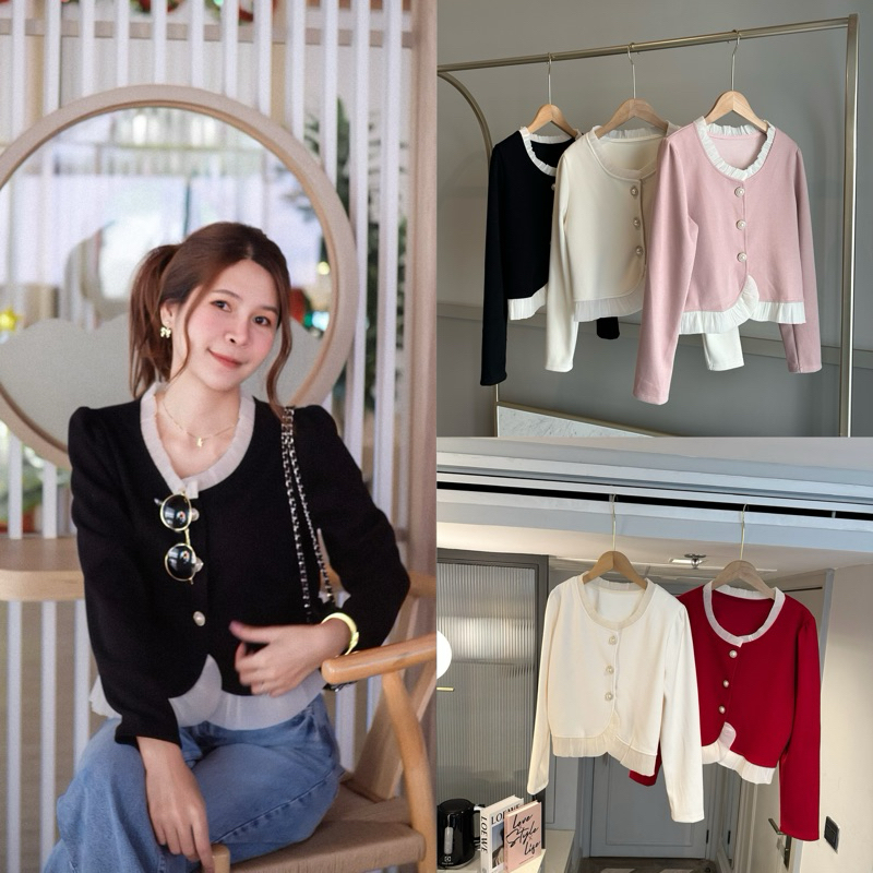 Seeingstudio | HANNA TOP เสื้อแขนยาวดีเทลขอบระบาย *สั่งใน Live/ Video ลด 30% เหลือ 203.-