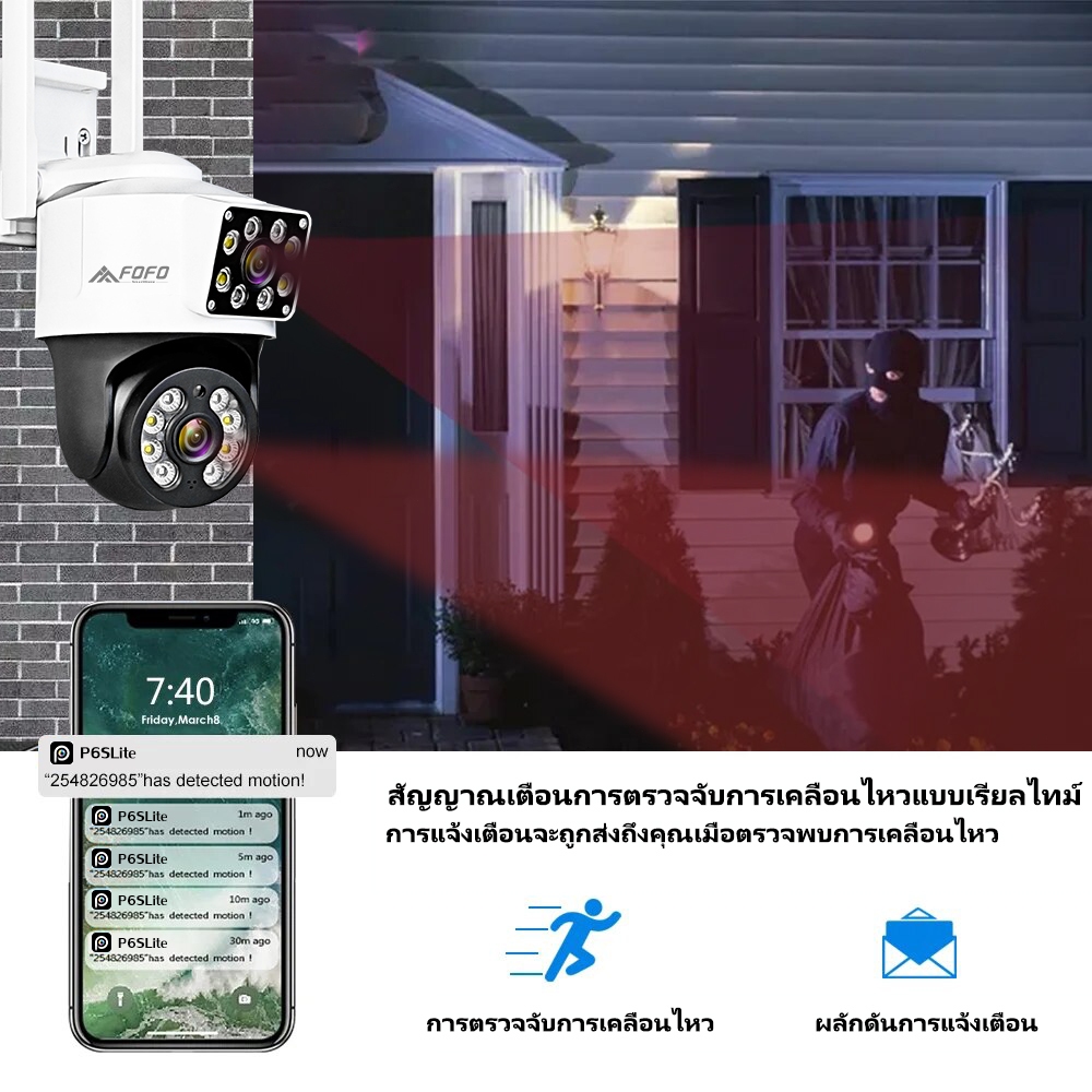 4K 2IN1 กล้องวงจรปิด Dual ip camera wifi 2กล้อง IP โทรสองทาง กันน้ํา มองเห็นกลางคืน สี ติดตามมือถือ