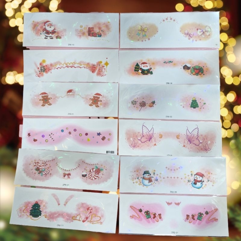 [สินค้าพร้อมส่งจากไทย] สุ่ม1 แผ่นลายไม่สามารถเลือกลายได้ สติ๊กเกอร์ลายคริสต์มาสกันน้ำ Magic tattoo ติดหน้าปาร์ตี้ 1แผ่น