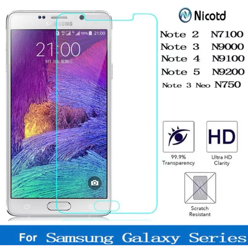ฟิล์มกระจกใส Samsung Note1/Note2/Note3/Note4/Note5 - รูปที่ 1
