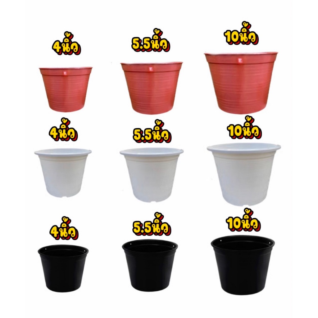 [กระถางราคาถูก] พร้อมส่ง กระถางต้นไม้พลาสติกสีดำ 4 นิ้ว 5.5 นิ้ว 6 นิ้ว 8 นิ้ว 10 นิ้ว