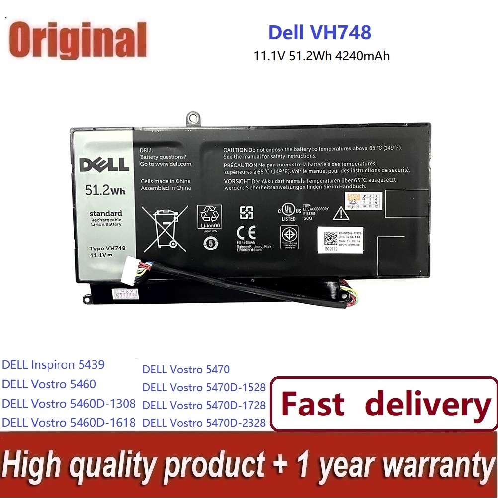 ✨คุณภาพสูง แบตเตอรี่โน๊ตบุ๊ค Dell Vostro 5460 5480 5470VH748 แบต original ราคาพิเศษ