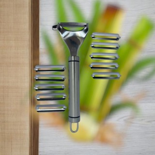 มีดปอกสไลด์  ชุดมีดปอกอ้อย 1ด้าม+ใบมีด 10 ใบ ผัก ผลไม้ สแตนเ…