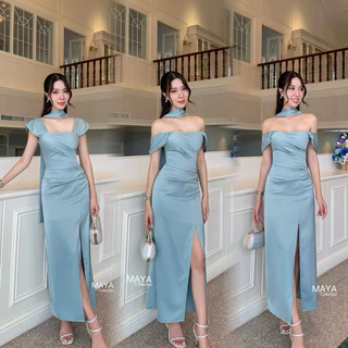 ชุดไปงาน ชุดเดรสใส่ออกงาน เดรสเปิดไหล่ออกงาน ผู้หญิง เสื้อผ้า G114 s m l xl 2xl