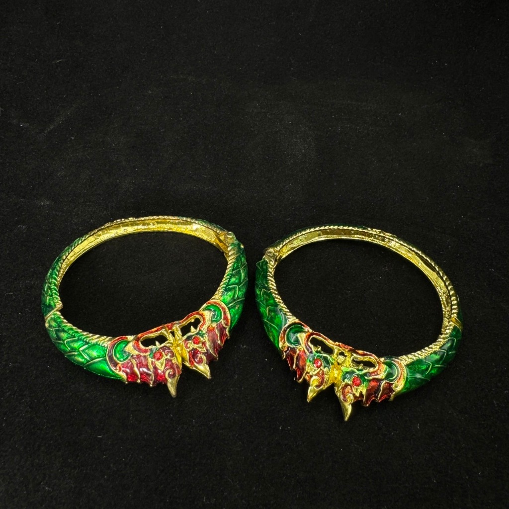 Vintage Jewelry กำไลข้อมือชุดไทย ลงยารูปพญานาค กำไลนาคราช ทองกำไลข้อมือ1pcs
