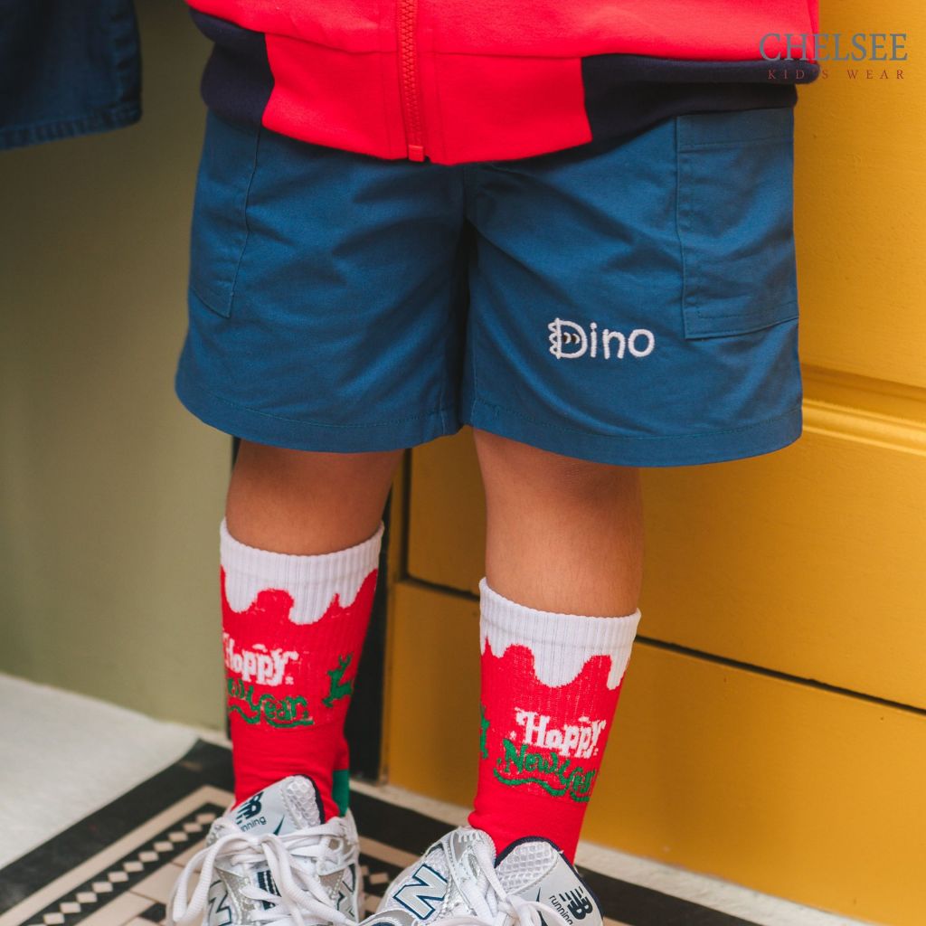 Chelsee กางเกงขาสั้น เด็กผู้ชาย รุ่น 128081 เอวยางยืด ลายไดโนเสาร์(Dino) กระเป๋าข้าง ผ้า Woven(วูเว่น) อายุ 1.5-10ปี
