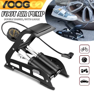 Foot Pump สูบลมแบบเท้าเหยียบ ที่สูบลมท่อคู่ มีเกจจ์ ที่เติมลมจักรยาน สูบลมจักรยานยนต์ ลูกบอล รถยนต์ พกพาสะดวก แข็งแรงทนท