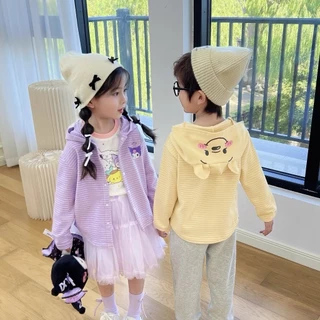 BB061 เสื้อแจ็กเก็ต เสื้อกันหนาว มีฮู้ด สำหรับเด็ก กระดุมหน้า พิมพ์ลายการ์ตูนน่ารัก
