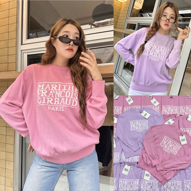 Marithe knit sweater เสื้อไหมพรมแขนยาว งานทอลายอักษรตามแบรนด์ดังเกาหลี น่ารักมากค่ะ เนื้อผ้าไหมพรมทอ