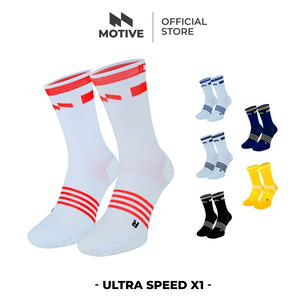 MOTIVE SOCK ถุงเท้าวิ่ง รุ่น ULTRA SPEED X1 - ระดับหน้าแข้ง ถุงเท้ากีฬา ถุงเท้าวิ่ง