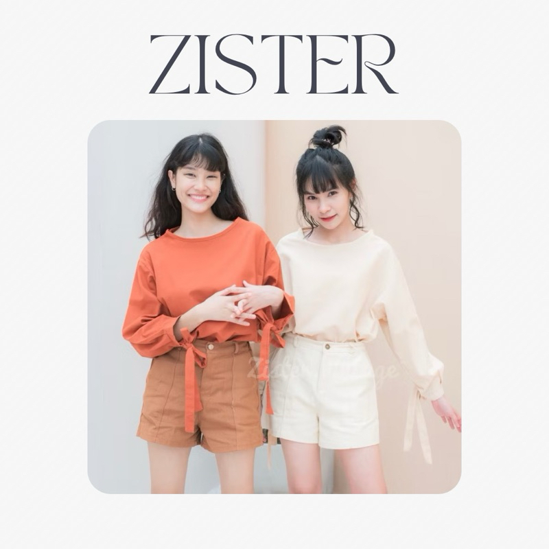 ZISTER | ZV0072 Korea style เสื้อทรงโอเวอร์ไซต์ คอปาด ปลายแขนผูกโบว์
