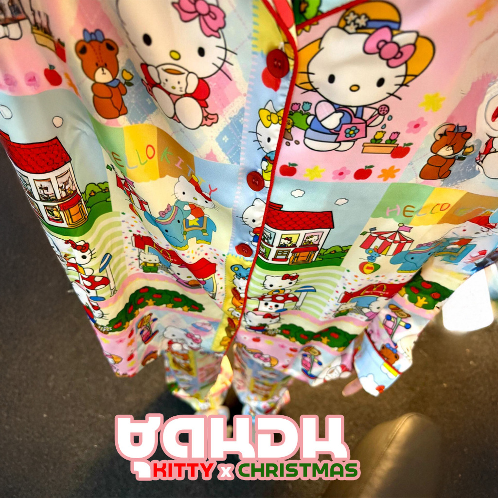 ชุดนอน ชุดนอนผู้หญิง ลาย Kitty x Christmas ( New Correction) #พร้อมส่งจากประเทศไทย