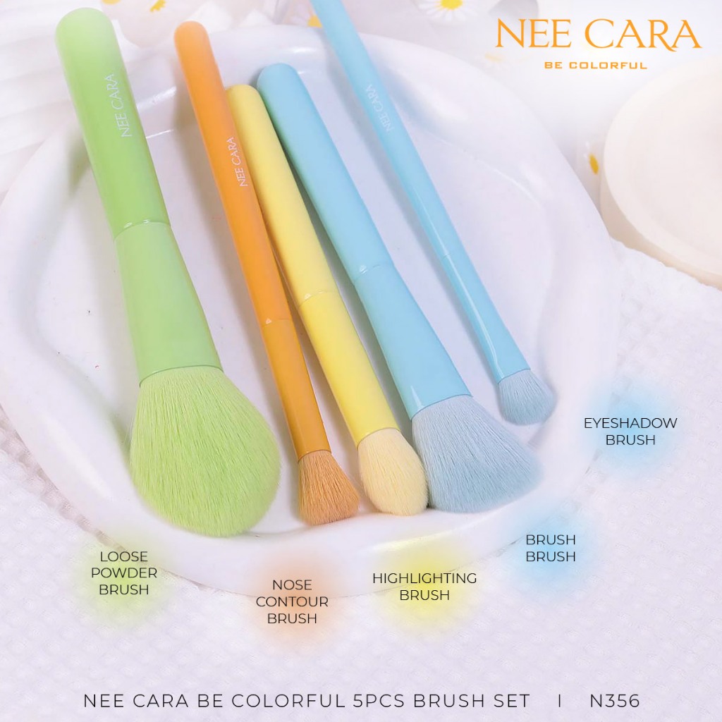 ถูก/แท้/มีไลฟ์ เซตแปรง แต่งหน้า Nee Cara Makeup Brush Set แปรงสายรุ้ง แปรงแต่งหน้า ขนแปรงนุ่ม ไม่บาดผิว สีสดใส น่ารัก