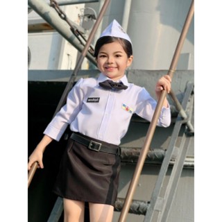 ชุดทหารเรือเด็กหญิง(เสื้อแขนยาว+กป.+โบว์+หมวก)