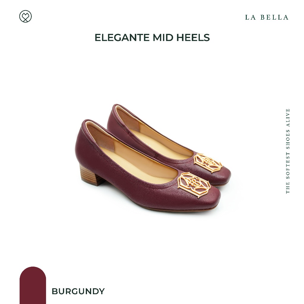 LA BELLA รุ่น ELEGANTE MID HEELS - BURGUNDY