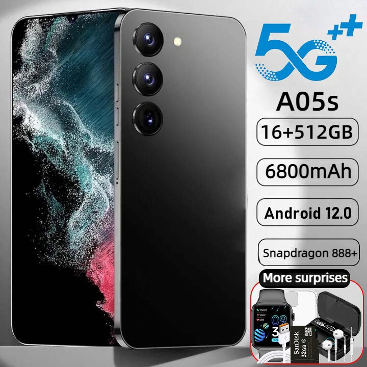 SAMSUNG A05s สมาร์ทโฟน Android 5G (16+512GB) 6.7 นิ้ว รองรับหลายภาษา สองซิม 6800mAh COD