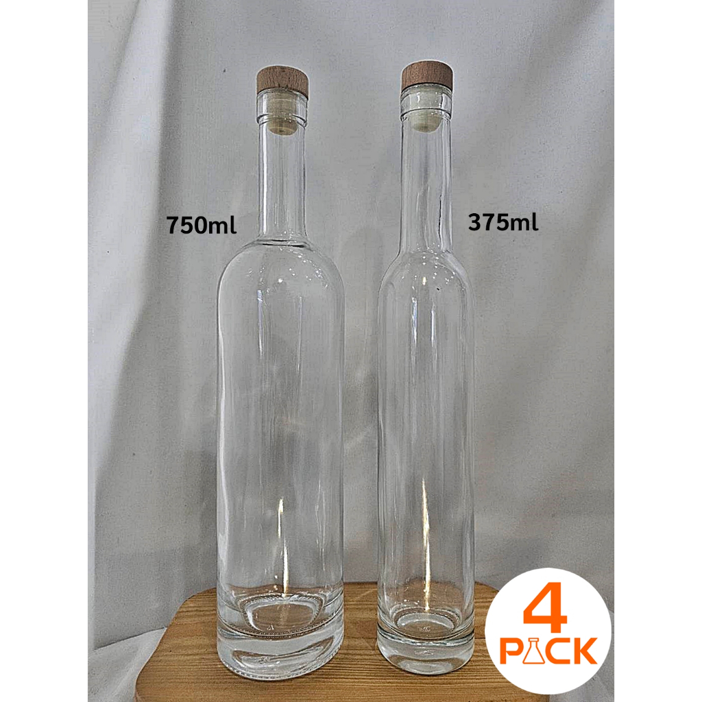 (บรรจุกล่องละ6ใบ) ขวดแก้ว 375ml ทรงไวน์สูงรุ่นTL+ ฝาไม้ก็อก แถมฟรีซีลครอบฝา ขวดแก้วใส่เหล้า ขวดไวน์ใส ขวดแก้วไม้ก็อก