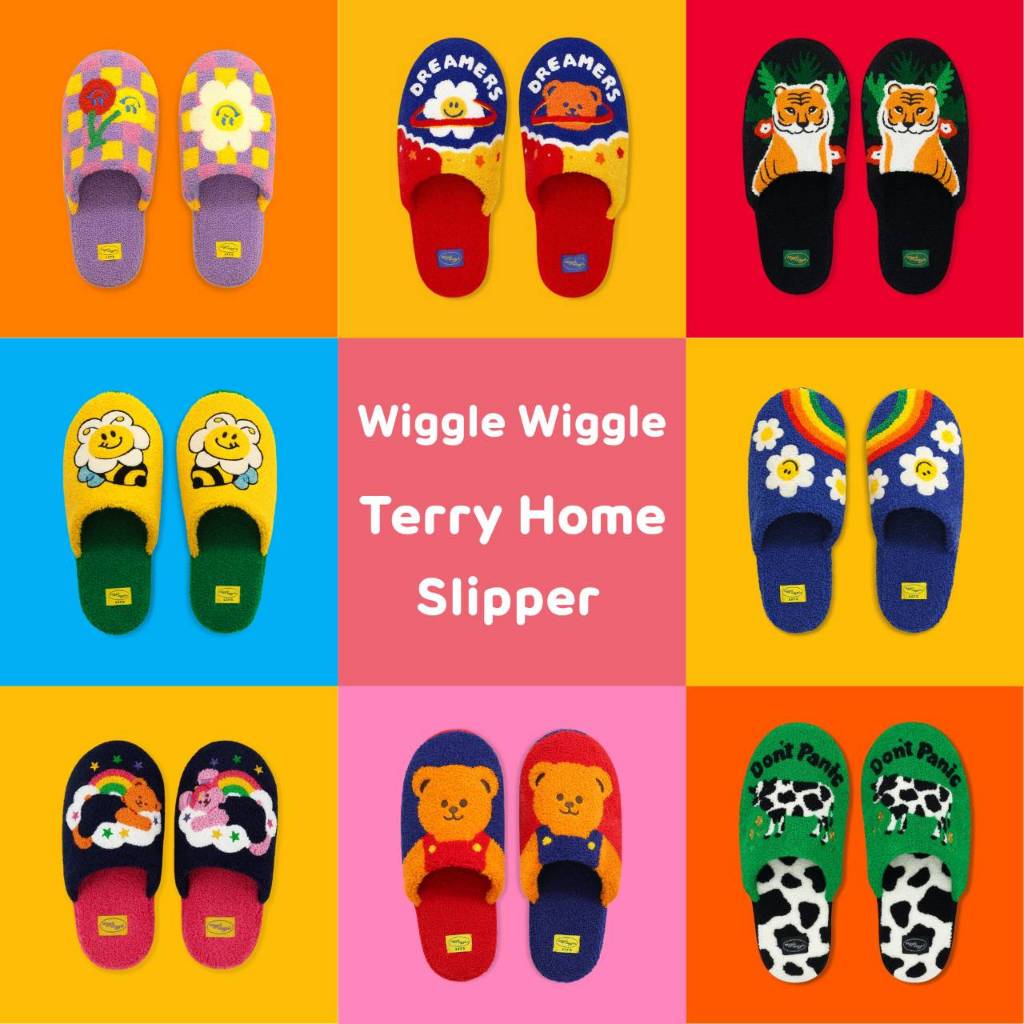 ( พร้อมส่ง ) Wiggle Wiggle Terry Home Slipper รองเท้าเดินในบ้าน มี 8 ลาย