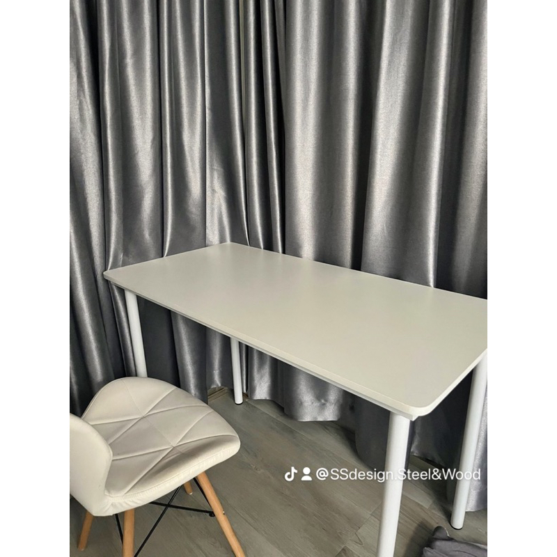 โต๊ะทำงาน สีขาว ขากลม >>อ่านรายละเอียดสินค้าให้ครบถ้วนนะคะ<< [SS Design Steel&Wood]