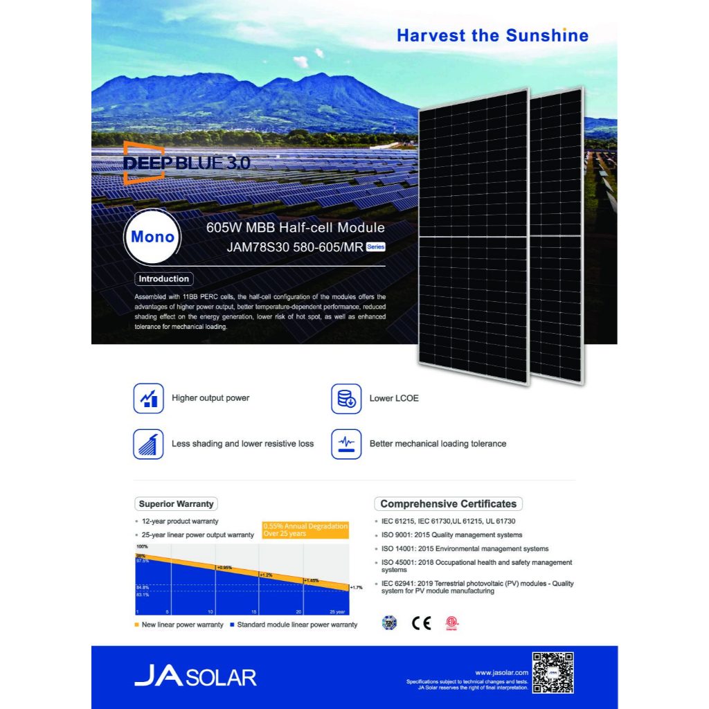 *แชทสอบถามค่าส่งก่อน! แผงโซล่าเซลล์ JA Solar ของแท้ Tier 1 Half-Cell SolarCell Mono PERC P/N Type รั