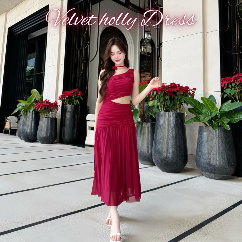 #KATI313ꕤ   ‎⸝ ⸝ ⸝  Velvet holly Dress◞✿