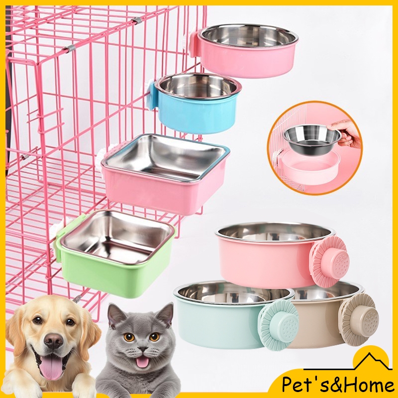 ชามอาหารสัตว์เลี้ยง ชามอาหารสุนัข ชามแมว แบบแขวนกรง Steel pet bowl ชามข้าวสแตนเลส มี 3 ขนาด แขวนติดกรงได้ Petus pet