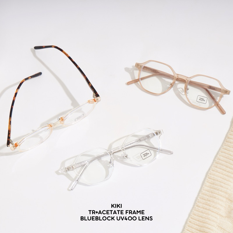 KIKI (blueblock uv400 TR+Acetate frame) แว่นกรองแสงทรงแปดเหลี่ยม วัสดุพรีเมี่ยม น้ำหนักเบา สวมใส่สบาย