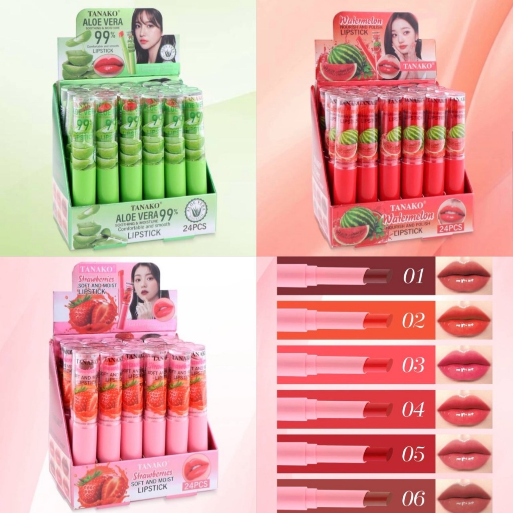 {24แท่ง} TANAKO Moisture & Nourish Color Lipstick ลิปสติกหลากสี นุ่มลื่น ชุ่มชื้น สารสกัดธรรมชาติ