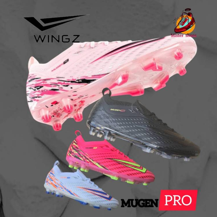 Wingz MUGEN PRO รองเท้าสตั๊ด มูเก็น ตัวท็อป Flyknit น้ำหนักเบา แถมเชือกและกระเป๋ายกเว้นชมพูอ่อนมีเชือกอย่างเดียว