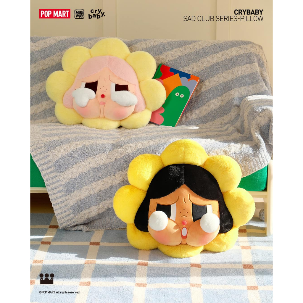 (โค้ดแฟชั่นลด30%🤩) [พร้อมส่ง🇹🇭] หมอน ดอกไม้ ทานตะวัน POP MART CRYBABY SAD CLUB PILLOW ของแท้