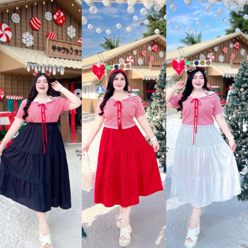 ชุดไปเที่ยวคาเฟ่ ชุดไปสวนดอกไม้ ชุดสาวอวบ เซ็ตสตอร์เบอร์รี่เลิฟเว่อร์ อก 38-45 นิ้ว เอว 30-54 นิ้ว สพ 40-60 นิ้ว