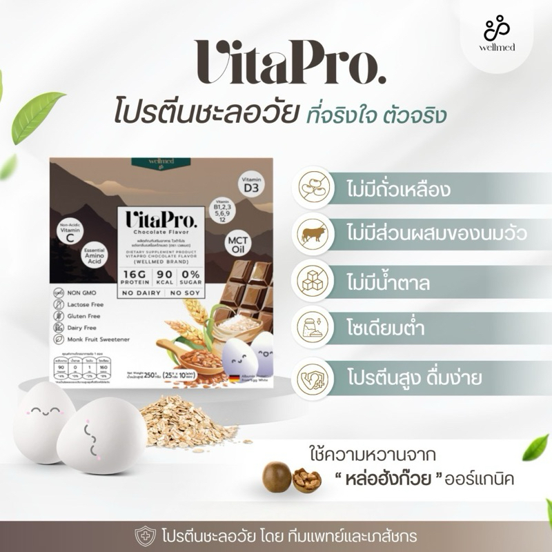 โปรตีนไข่ขาว❤️ Vitapro สูตรคุณหมอและเภสัชกร รสช็อคโกแลต โปรตีนจริงใจและจริงจัง หอม อร่อย เข้มข้น ทาน