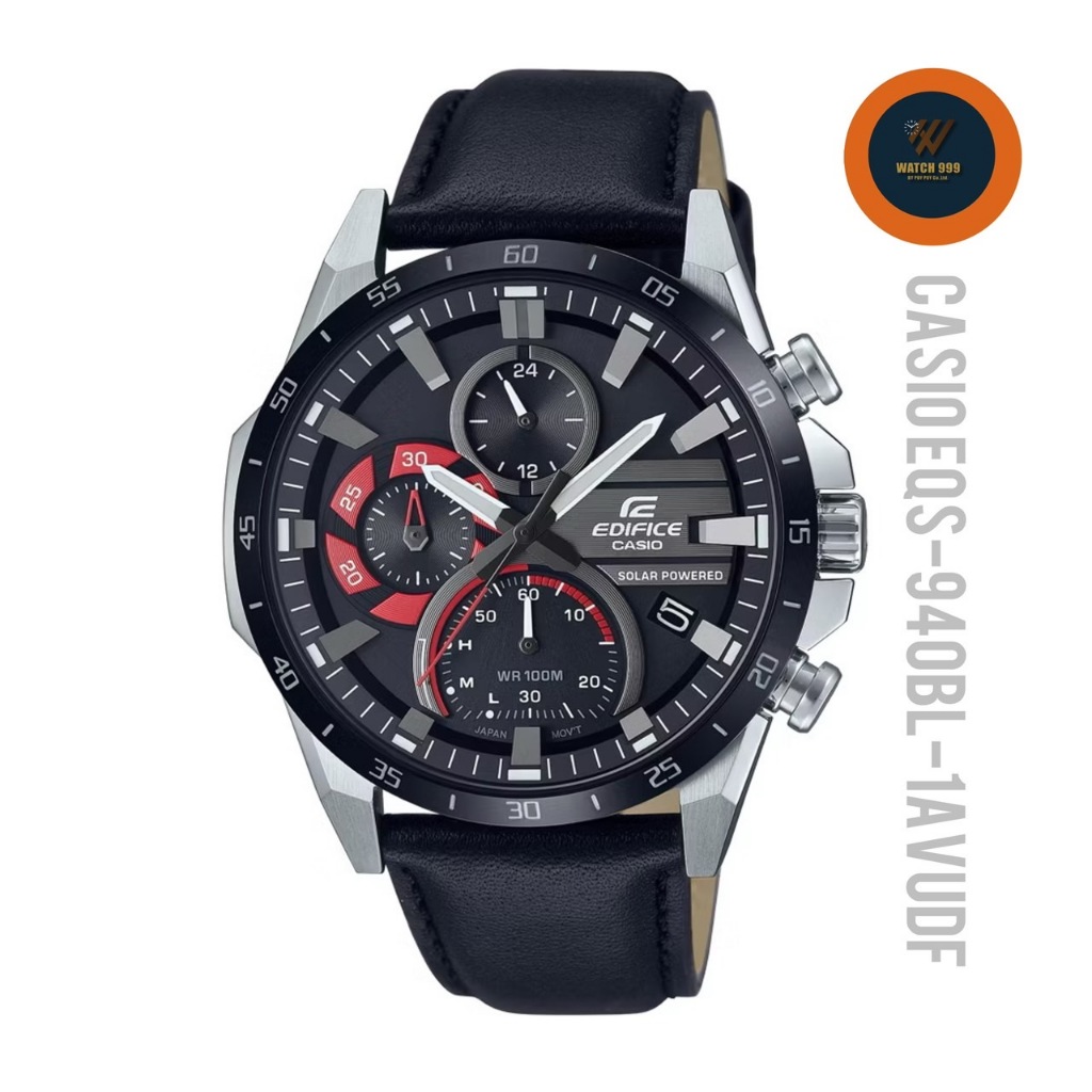 นาฬิกา Casio Edifice แท้ รุ่น EQS-940BL-1AVUDF Chronograph สายหนัง กันน้ำลึก 100m ของแท้100% รับประก