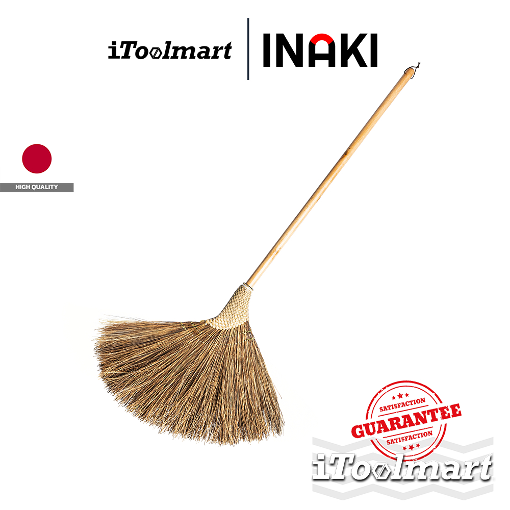 INAKI ไม้กวาดภายนอก 0501 ทรงเอียงข้าง ไม้กวาดใยตาล / 0502 ด้ามจับไม้ไผ่สองมือ ไม้กวาดใยตาล