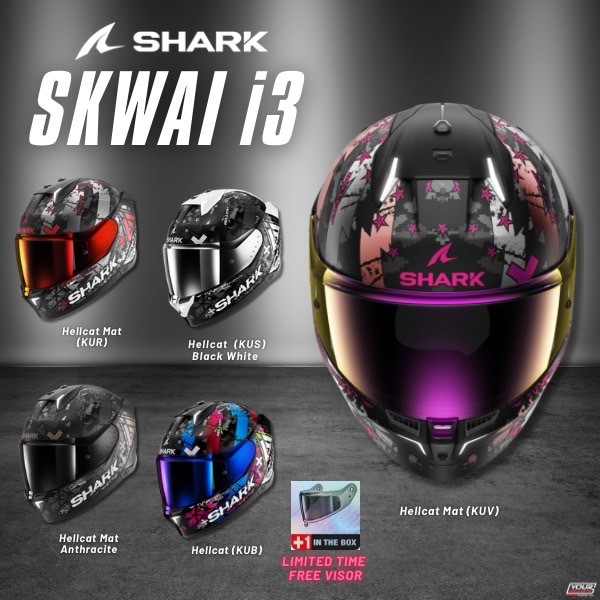 หมวกกันน็อคมีไฟ !!  SHARK  SKWAL i3  -  สินค้าดี มีมาตรฐาน พร้อมส่ง #YourHelmets #ร้านดัง #หมวกกันน็