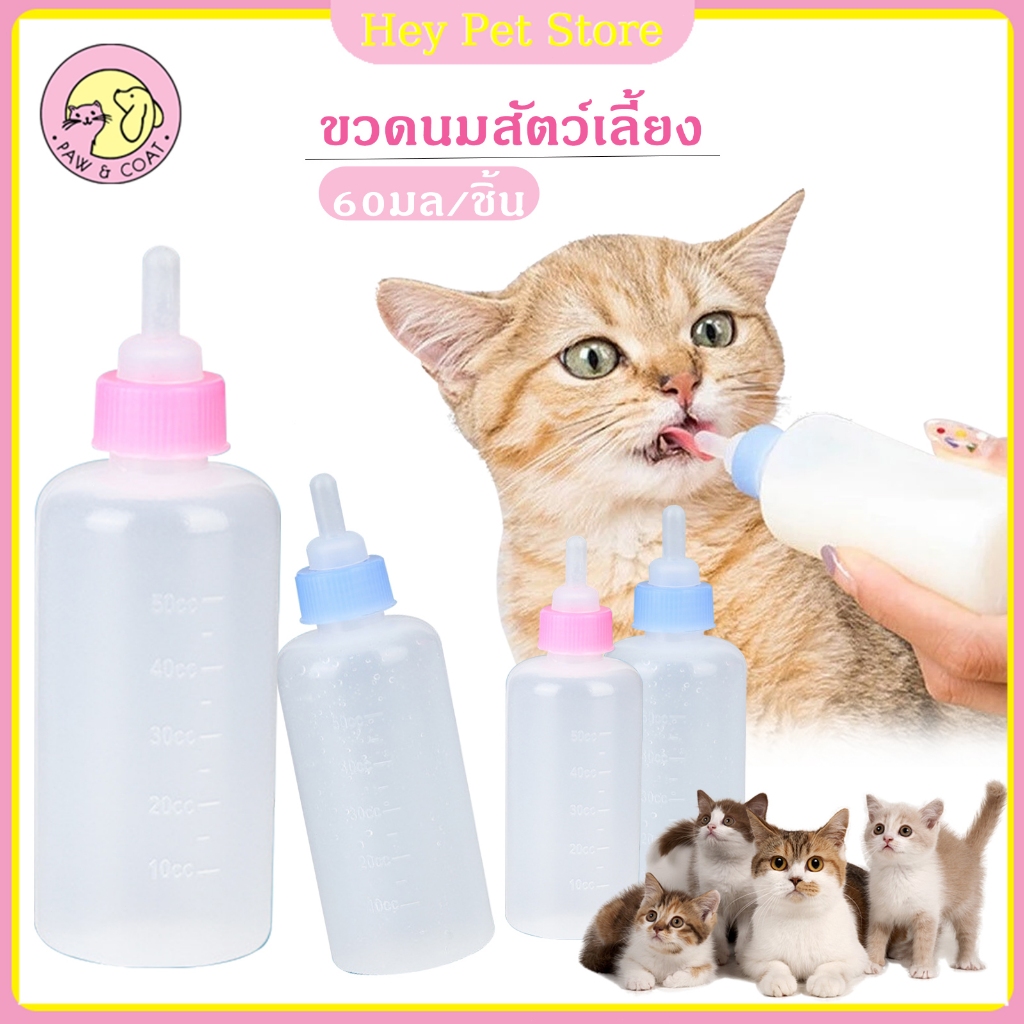 ขวดนมสัตว์เลี้ยง 60มล/ชิ้น ซิลิโคนและ พลาสติกPP ขวดนมแมว ขวดนมหมา ชุดแปรงทำความสะอาด