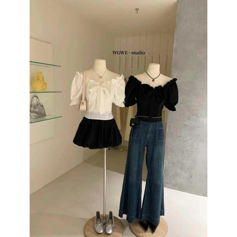 WG.WE 🇰🇷 🤍 doll sleeves shirt 🖤