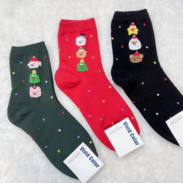 [ Code : PROU10PER ลด 10% ] Christmas ถุงเท้าแฟชั่น นำเข้าจากเกาหลี 100% KIKIYA SOCKS