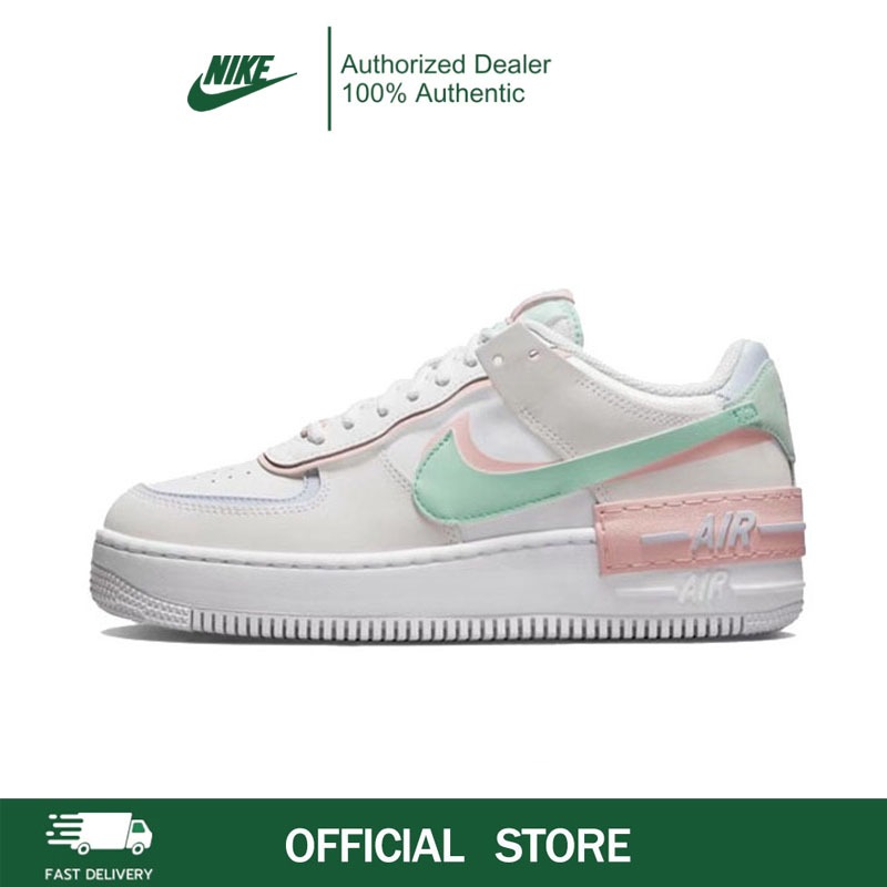 Original Nike Air Force 1 SHadow Atmosphere CI0919-117 Leather low-top sneakers white and pink