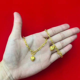 เซตสร้อยคอ ลายโซ่ฝรั่ง พร้อมจี้หัวใจ และสร้อยข้อมือ น้ำหนัก 2 สลึง สร้อยคอยาว 18 นิ้ว สร้อยข้อมือยาว 7 นิ้ว