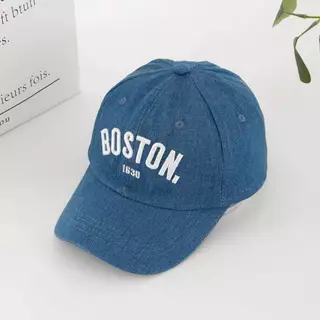 [พร้อมส่ง] หมวกเด็ก 1ปี - 5ปี รอบหัว:50-52 cm. หมวกแก๊ป (Cap) ผ้ายีนส์ ปักอักษร BOSTON 1630 หมวกสำหรับเด็กใส่กันแดด